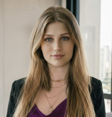 Lethicia Gorniak, foto dela de frente, sorrindo levemente.