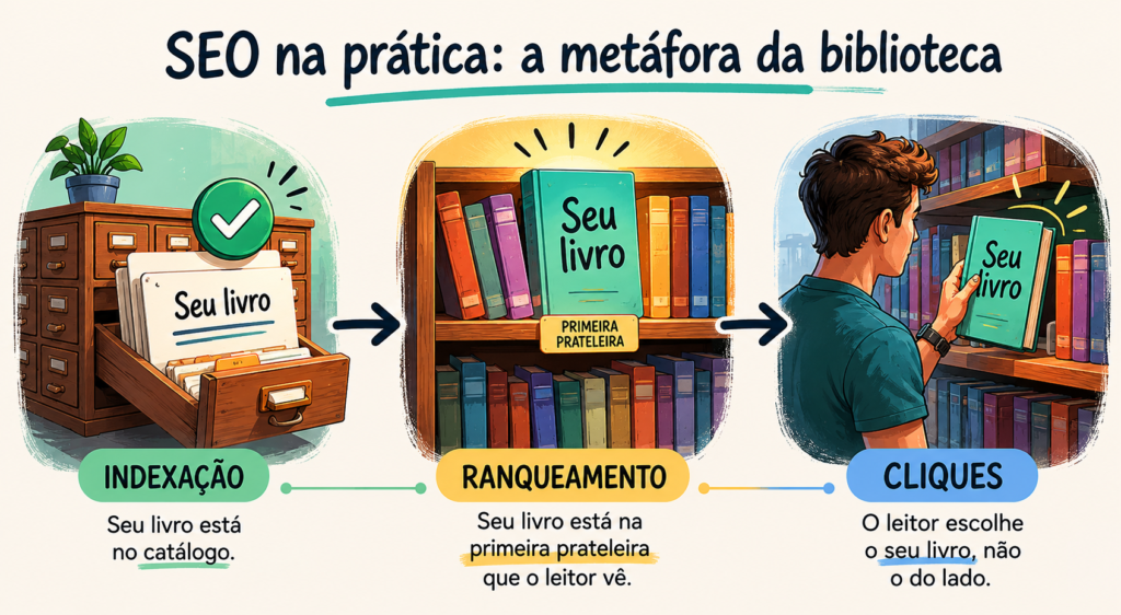 Diferença entre indexação, ranqueamento e cliques
